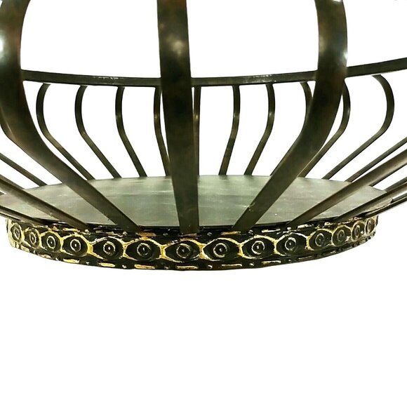 Decorative Metal Basket Curved Design Table Centerpiece Home Decor Accent - Picture 2 of 7